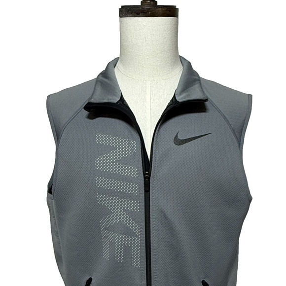 Nike Dri Fit Vest Mens Large Gray Full Zip Running Training Zip Pocket Outdoors - Picture 4 of 11